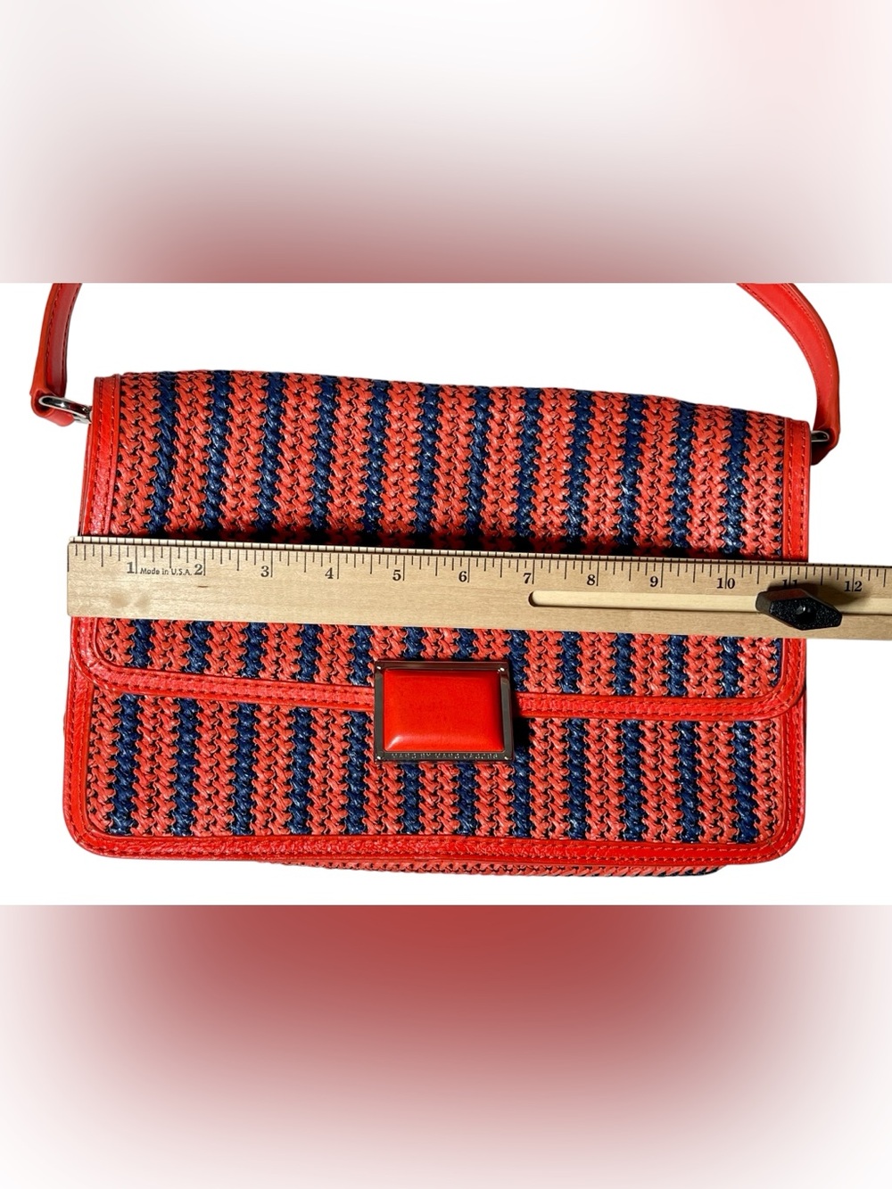 MARC BY MARC JACOBS Red & Navy Straw Shoulder Bag - Picture 6 of 10